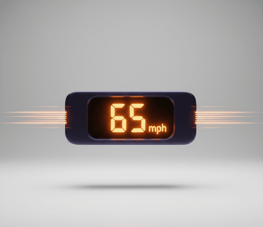 Dashboard showing speedometer and weather alerts Fleet safety monitoring